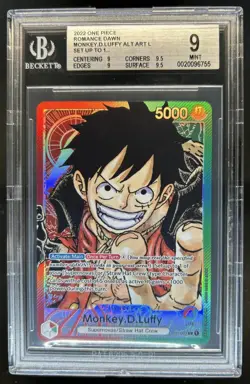 2022 One Piece Romance Dawn Monkey.D.Luffy Alternate Art #OP01-003 BGS 9 - Image 1