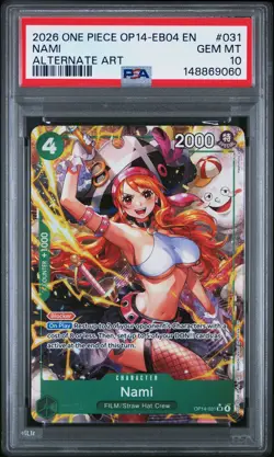 2026 ONE PIECE OP14-EB04-THE AZURE SEA'S SEVEN ALTERNATE ART #031 NAMI PSA 10 - Image 1