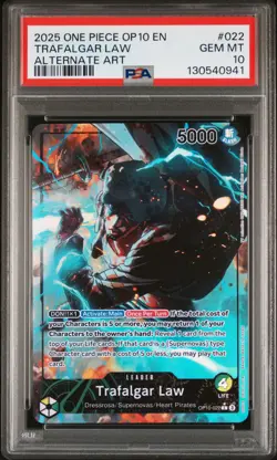 2025 ONE PIECE OP10-ROYAL BLOOD ALTERNATE ART #022 TRAFALGAR LAW PSA 10 - Image 1