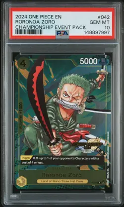2024 ONE PIECE RORONOA ZORO CHAMPIONSHIP 2024 EVENT PACK #042 PSA 10 - Image 1
