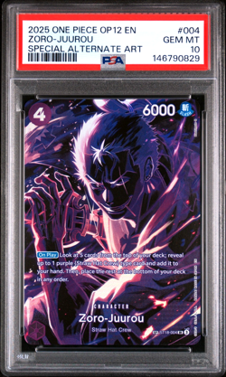 2025 ONE PIECE ZORO-JUUROU SAA OP12-LEGACY OF THE MASTER #004 PSA 10 - Image 1