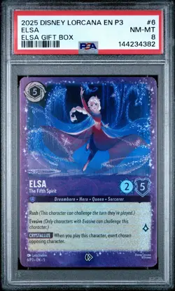 2025 DISNEY LORCANA EN P3-PROMO ELSA GIFT BOX #6 ELSA THE FIFTH SPIRIT PSA 8 - Image 1