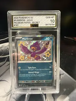 Pokemon TCG Murkrow Scarlet & Violet Paldean Fates Holo Shiny Rare Card 181/091 - Image 1