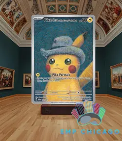 Pikachu with Grey Felt Hat Pokemon x Van Gogh Black Star Promo ACG ART Card NM - Image 1