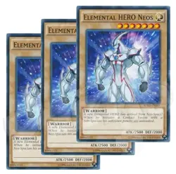 Yugioh - Elemental Hero Neos x 3 - NM - Free Holographic Card - Image 1