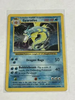 Pokemon Gyarados 6/102 Base Set Holo Rare Stage 1 100 HP English 1999 Arita - Image 2