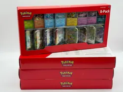 Lot of (4) Pokemon TCG Prismatic Evolutions 8-Pack Mini Tin Boxes SEALED - Image 1