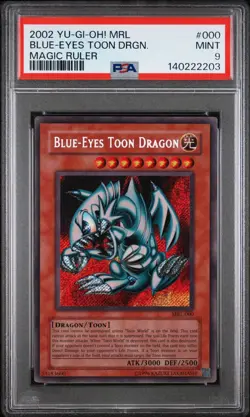 2002 Yu-Gi-Oh! Blue-Eyes Toon Dragon Magic Ruler MRL Unlimited Secret Rare PSA 9 - Image 1