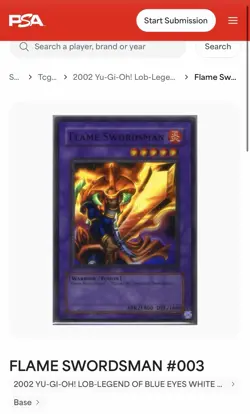 Konami Flame Swordsman LOB-003 Blue Eyes Super Rare PSA 7 Unlimited - Image 4