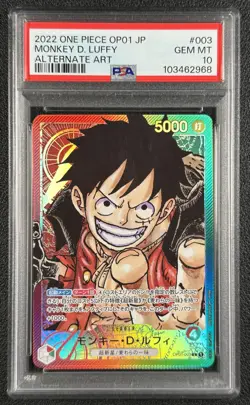 MONKEY D. LUFFY PSA 10 2022 ONE PIECE JAPANESE #OP01-003 ALTERNATE ART 2968 - Image 1