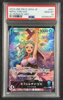 NEFELTARI VIVI PSA 10 2023 ONE PIECE JAPANESE #OP04-001 ALTERNATE ART LEADER 977 - Image 1