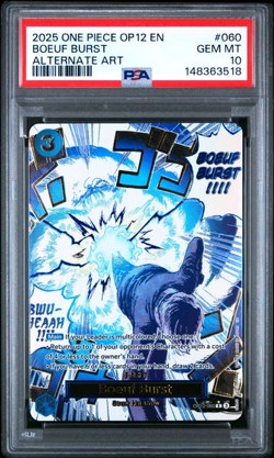 ONE PIECE BOEUF BURST 2025 OP12-LEGACY OF THE MASTER #060 ALT ART PSA 10 - Image 1