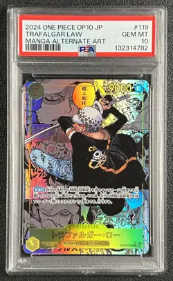 TRAFALGAR LAW PSA 10 2024 ONE PIECE JAPANESE #OP10-119 MANGA ALTERNATE ART 4782 - Image 1