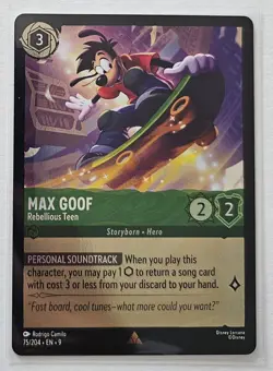 Disney Lorcana Cold Foil - Max Goof - Rebellious Teen 75/204 - Fabled NM - Image 1