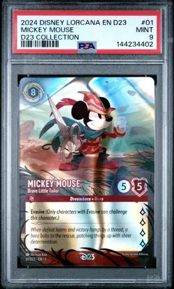 2024 DISNEY LORCANA EN D23-D23 EXPO PROMO MICKEY MOUSE BRAVE LITTLE TAILOR PSA 9 - Image 1