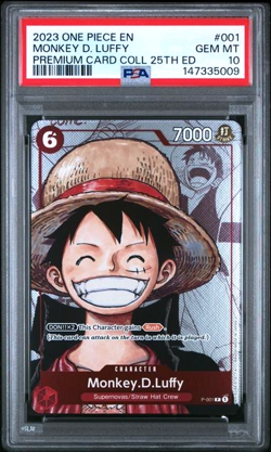 ONE PIECE MONKEY D. LUFFY 2023 PREMIUM BANDAI CARD COLL 25TH Ed. #001 PSA 10 - Image 1