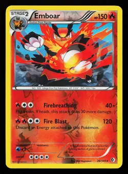 Emboar 26/149 Reverse Holo Rare Boundaries Crossed Pokemon Card - Image 1
