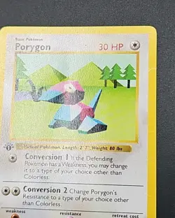 Pokemon 1st Edition Shadowless Base Set Porygon Pokemon Card (39/102) HP/DMG - Image 5