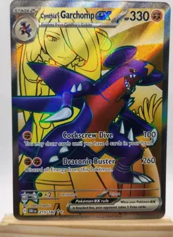 Pokemon Cynthia's Garchomp EX Full Art Ultra Rare Holo 215/182 Sv10 330 HP Card - Image 1