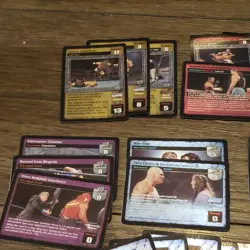 WWE Raw Deal CCG Mixed Card Lot 18 foils plus 65 rates all unique. - Image 1