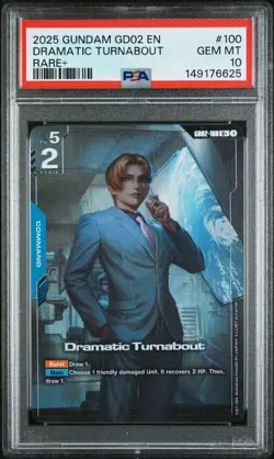 Dramatic Turnabout (Alt Art) R+ GD02-100 Rare+ Gundam Card Game PSA 10 - Image 1