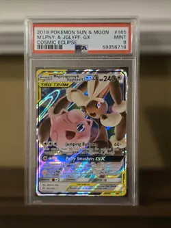 2019 Pokemon Cosmic Eclipse Mega Lopunny & Jigglypuff GX Tag Team Card #165 - Image 1