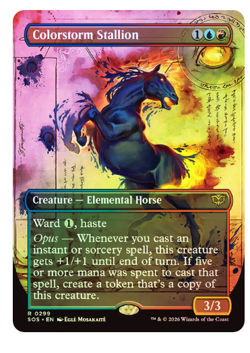 Colorstorm Stallion - Foil - Borderless Secrets of Strixhaven MTG - Image 1