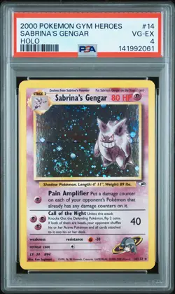 2000 POKEMON GYM HEROES HOLO #14 SABRINA'S GENGAR PSA 4 - Image 1