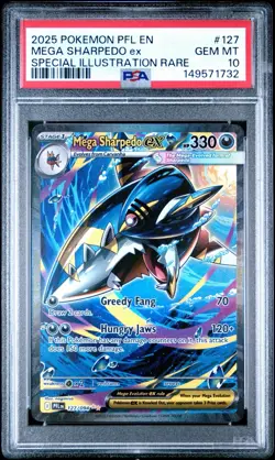 2025 POKEMON PHANTASMAL FLAMES SPECIAL ILLUSTRATION RARE MEGA SHARPEDO EX PSA 10 - Image 1
