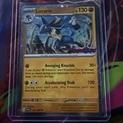 Pokemon TCG Lucario Stamped Cosmos Holo Card 114/198 Scarlet and Violet NM EN - Image 1