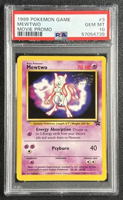 MEWTWO PSA 10 1999 POKEMON GAME WIZARDS BLACK STAR PROMOS #3 MOVIE PROMO 4739 - Image 1