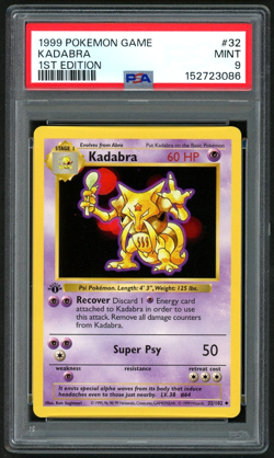 1999 POKEMON BASE SET SHADOWLESS KADABRA 1ST EDITION #32 PSA 9 - Image 1