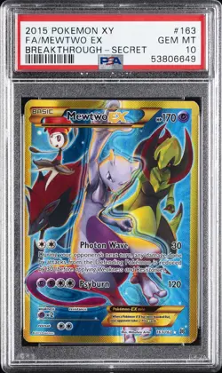 2015 POKEMON XY BREAKTHROUGH SECRET #163 FULL ART/MEWTWO EX PSA 10 - Image 1