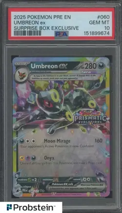 2025 Pokemon Pre En Suprise Box Exclusive #060 Umbreon Ex PSA 10 GEM MINT - Image 1