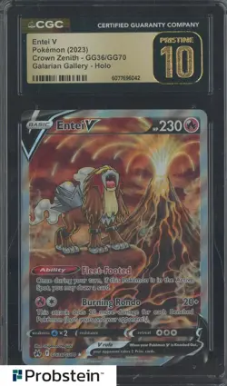 2023 Pokemon Crown Zenith Galarian Gallery #GG36 Entei V Holo CGC 10 PRISTINE - Image 1