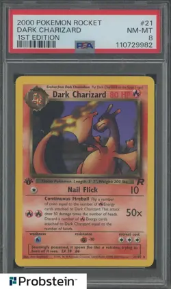 2000 Pokemon Rocket 1st Edition #21 Dark Charizard PSA 8 NM-MT - Image 1