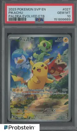 2023 Pokemon SVP En Paldea Evolved ETB #027 Pikachu PSA 10 GEM MINT - Image 1