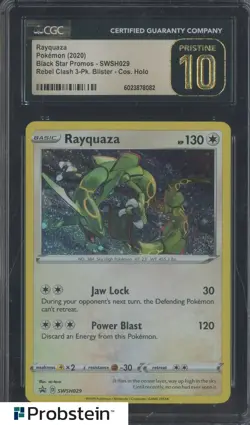 2020 Pokemon Black Star Promos Rebel Clash Rayquaza Cosmos Holo CGC 10 PRISTINE - Image 1
