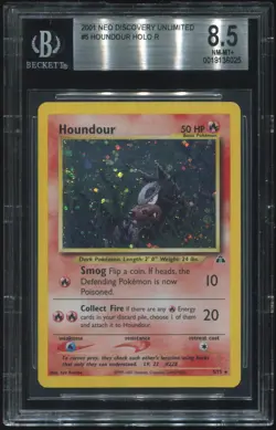 Houndour 5/75 Neo Discovery Holo Pokemon TCG WOTC Vintage BGS 8.5 SWIRL - Image 1