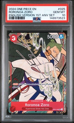 ONE PIECE RORONOA ZORO 2024 1ST ANNIVERSARY SET #025 PSA 10 - Image 1
