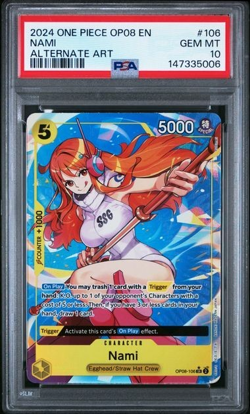 ONE PIECE NAMI 2024 OP08-TWO LEGENDS #106 ALTERNATE ART PSA 10 - Image 1