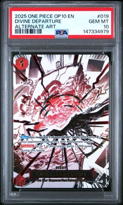 ONE PIECE DIVINE DEPARTURE 2025 OP10-ROYAL BLOOD #019 ALTERNATE ART PSA 10 - Image 1