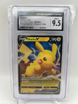 CGC 9.5 MINT Pikachu V SWSH061 HOLO Black Star PROMO Pokemon Card - Image 1