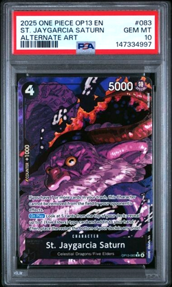 ONE PIECE ST. JAYGARCIA SATURN OP13-CARRYING ON HIS WILL #083 ALT ART PSA 10 - Image 1