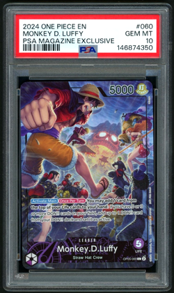 ONE PIECE MONKEY D. LUFFY 2024 PROMOS #060 PSA MAGAZINE EXCLUSIVE PSA 10 - Image 1