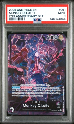 ONE PIECE MONKEY D. LUFFY 2025 2ND ANNIVERSARY SET #061 PSA 9 - Image 1