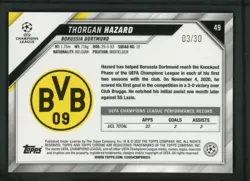 2022 THORGAN HAZARD 03/30 TOPPS CHROME UEFA CHAMPIONS LEAGUE - Image 2