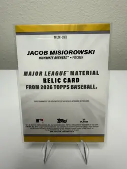 2026 Topps Jacob Misiorowski RC Major League Material Relic MLM-JMI Brewers - Image 2