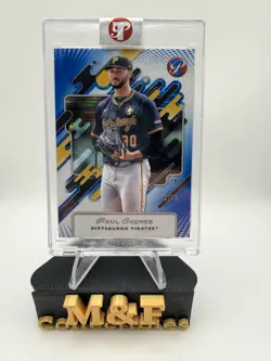 2025 Topps Pristine - Paul Skenes -Pirates Blue Refractor /75 - Encased / Sealed - Image 3