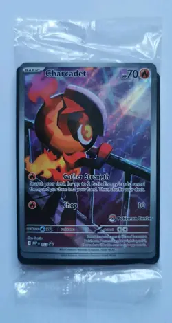 Charcadet 022 Pokemon Center Stamped SEALED phantasmal flames etb Promo 2 Cards - Image 1